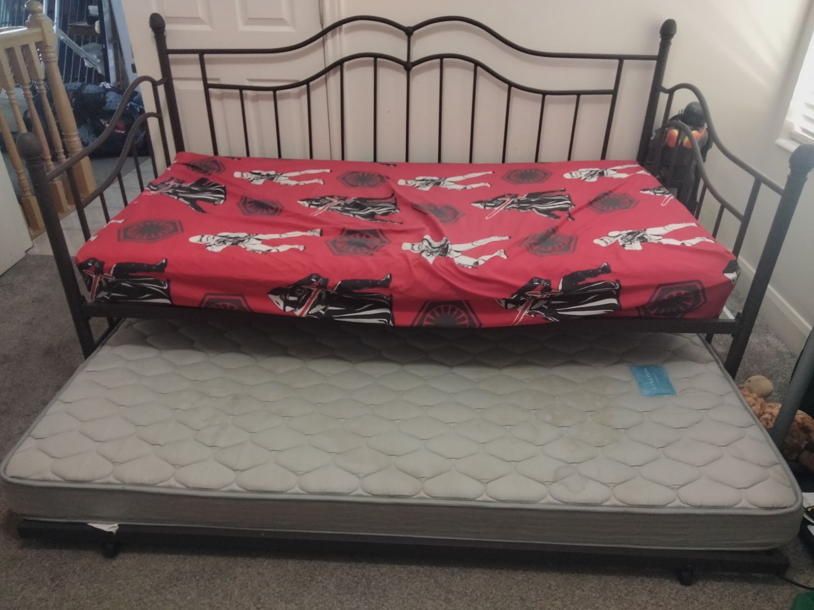 Twin bed frame with pullout