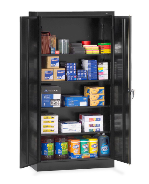 Tennsco Black Storage Cabinet - 36" Width x 18" Depth x 72" Height - 5 x Shelf(ves) - 2 x Door(s) - Heavy Duty. ASSEMBLED.