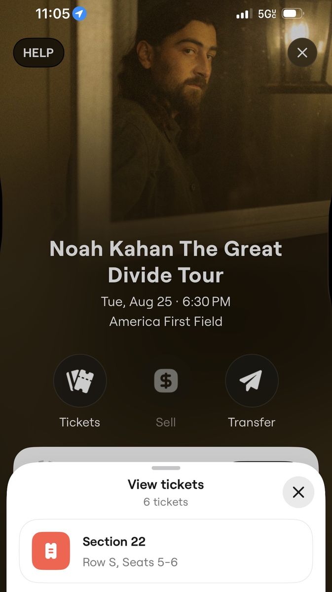 Noah Kahan August 25th Utah Concert Tickets (x2 available)
