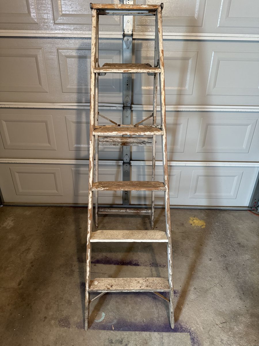 Old antique wood ladder