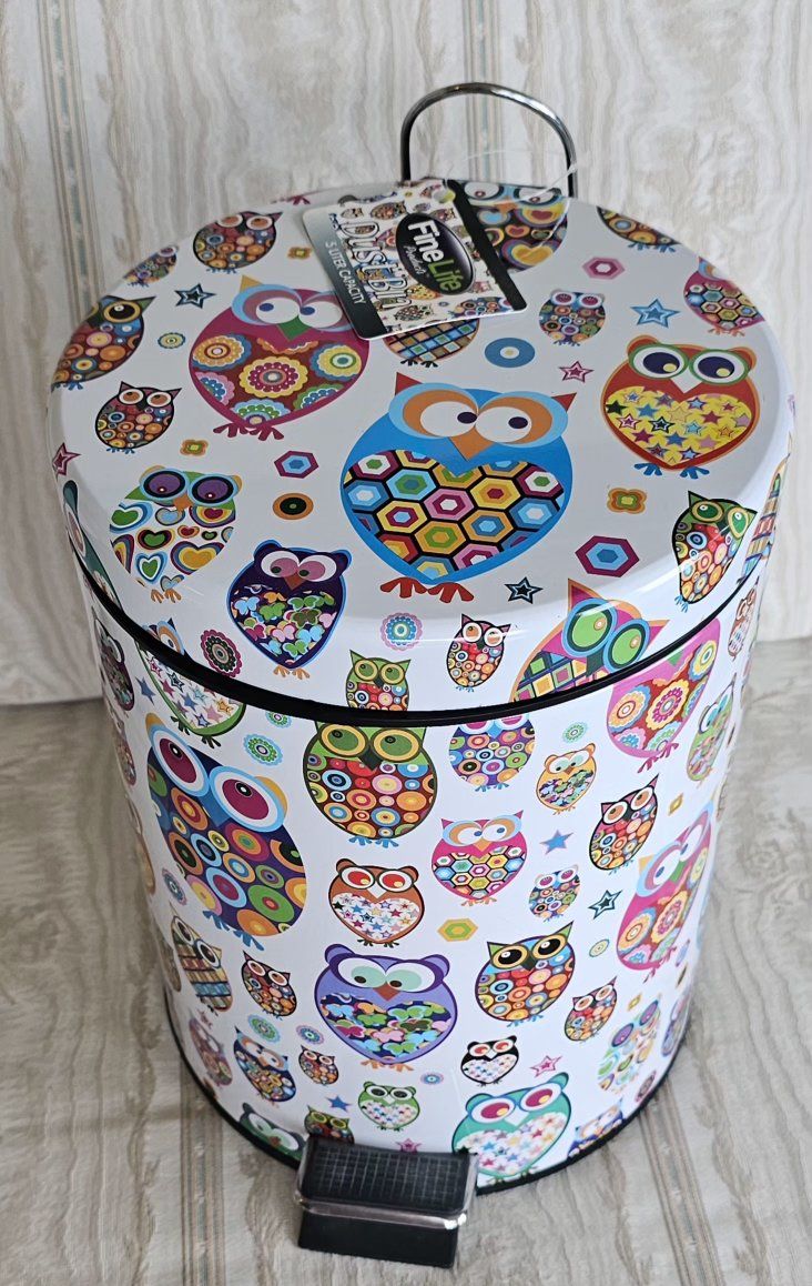Dust Bin Colorful Owl Pattwern