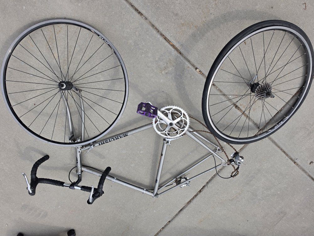 Maruishi Roadace 505 Bike Frame & Parts - Vintage Silver, No Seat/Handlebar Tape (Used)