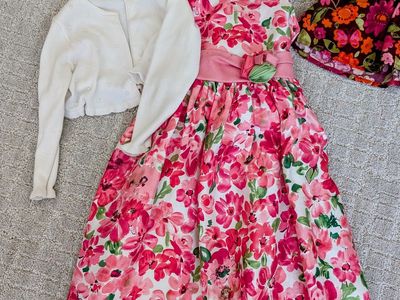 Girls Size 6–7 Brand-Name Dress & Cardigan Flower Collection