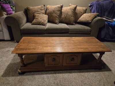 vintage coffee table, and 3 end tables