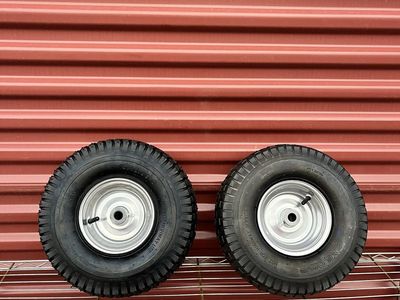 Set of 2 15X 6.0-6 Front Lawn Tractor Tires with Polished Wheels 3/4” Bore with Grease Zirks. Brand New