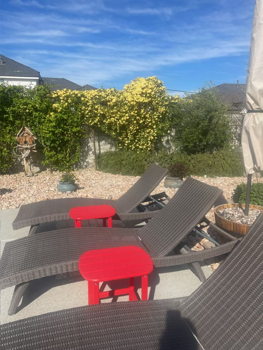 TWO BEST ALL WEATHER OUTDOOR WICKER LOUNGERS W/NEW CUSHIONS