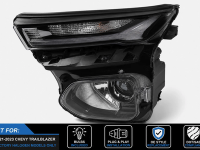 Left Halogen Headlight Assembly For 2021-2023 Chevy Trailblazer Driver Side