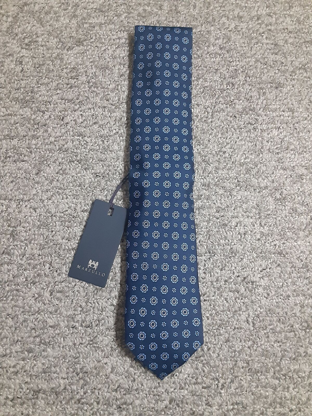 Marzullo Navy Blue Alternating Floral Tie NWT