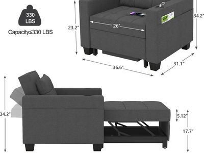 36" 3 in 1 Sleeper Chair