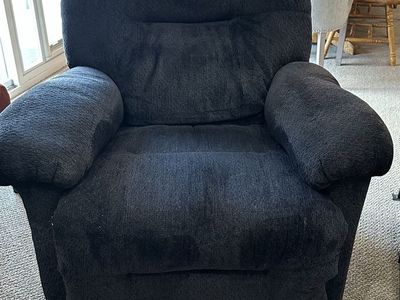 2 fabric recliners - navy blue swivel