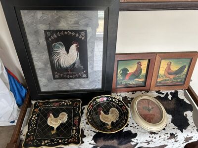 Lot Of 6 Rooster Kitchen Wall Decor And Ceramics