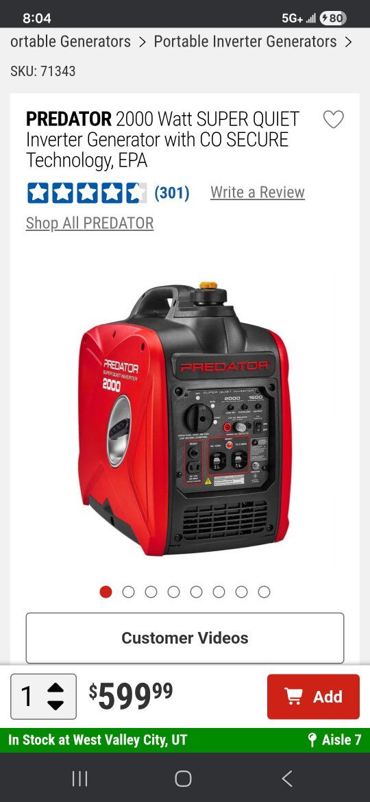 predator silent generator 2000