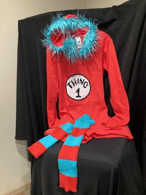 Dr. Seuss THING 1 Fur-trimmed Hooded Jumper w/leg warmers    $25
