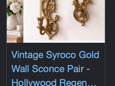 Syroco Sconce 1965 Vintage Gold