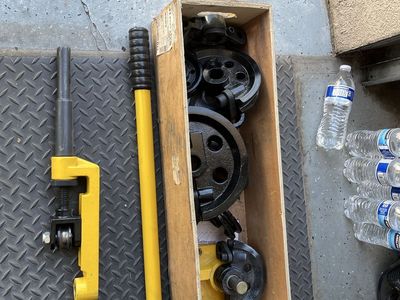 Industrial Pipe Bender Kit with Dies and Handle - Used Good Condition
