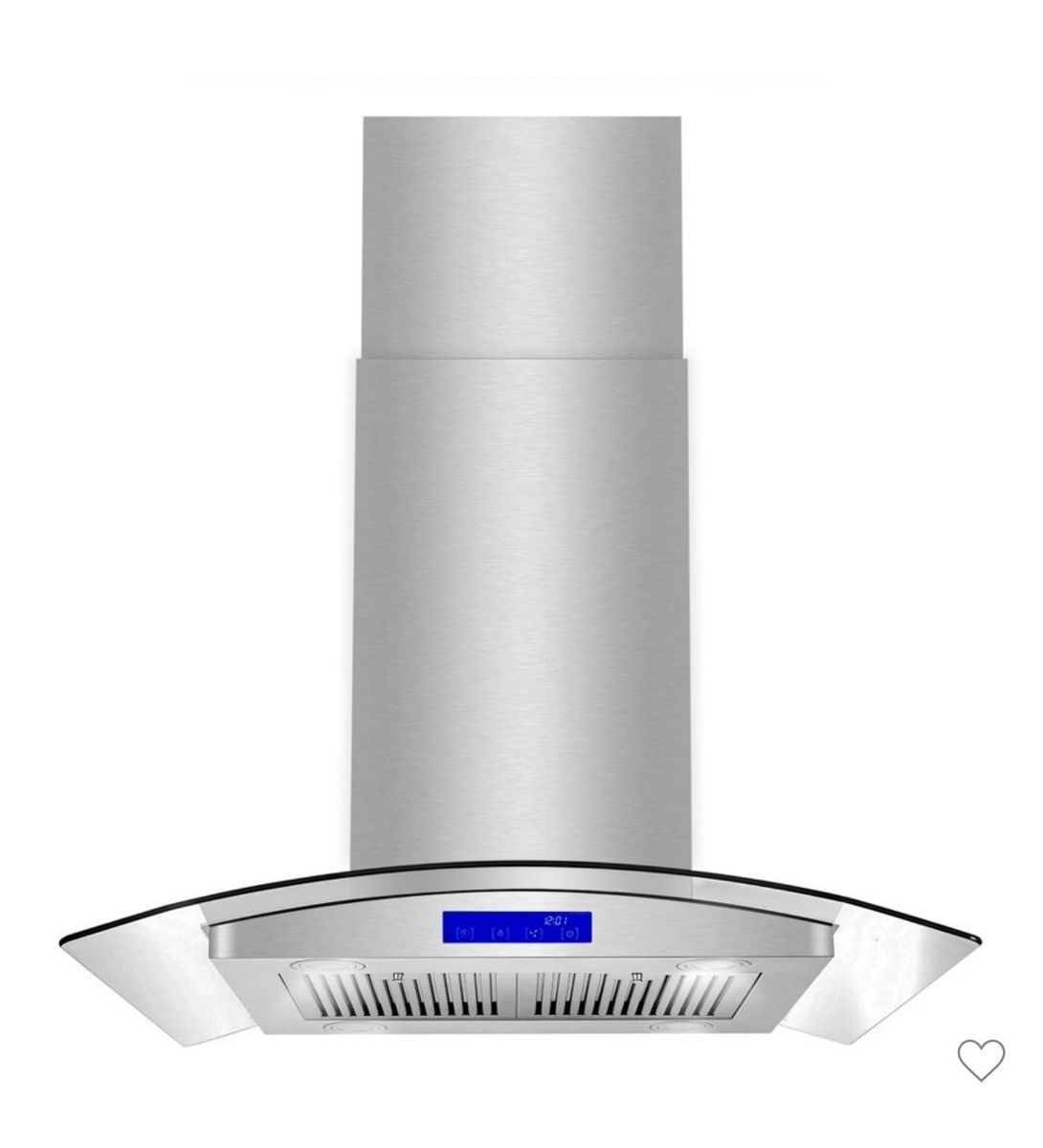 Cosmo Ducted Island Range Hood, Soft Touch Controls, LED Lights, Stainless Steel