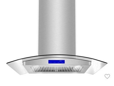 Cosmo Ducted Island Range Hood, Soft Touch Controls, LED Lights, Stainless Steel
