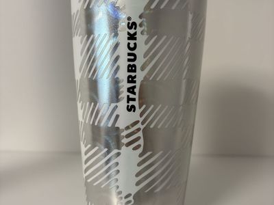 Starbucks 12oz Silver Plaid Holographic Tumbler Mug