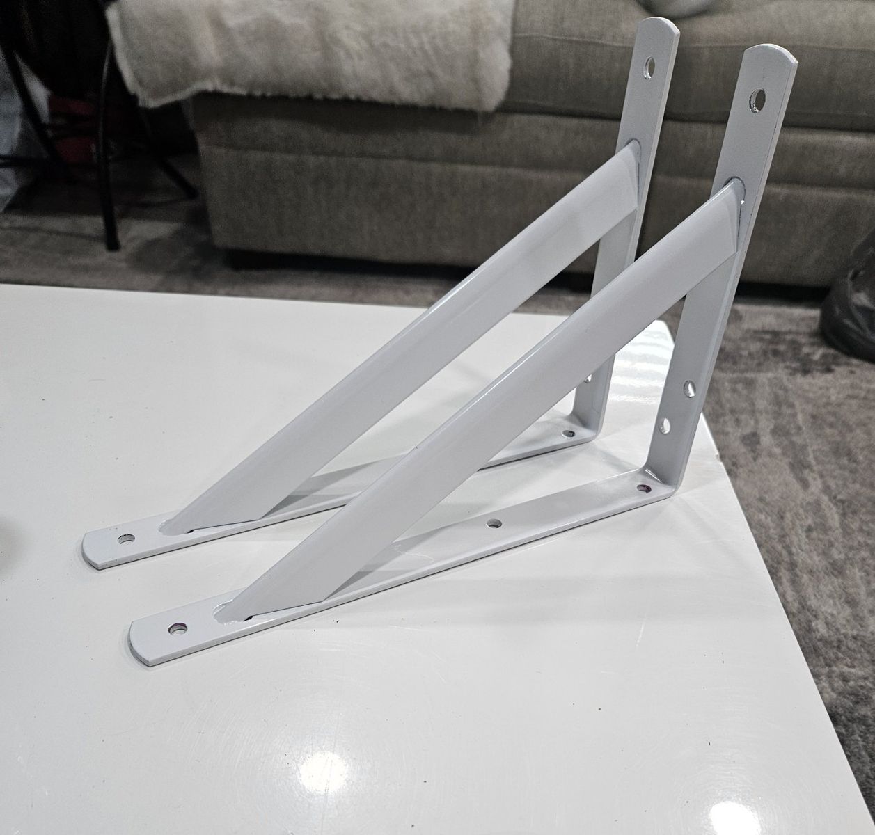 2 New Heavy Duty EVER BUILT White Metal Shelf Brackets Pair