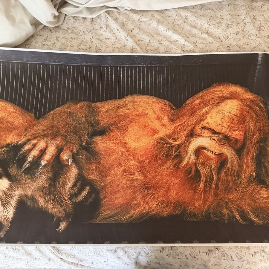 New 20x60 Funny Sasquatch Bigfoot Burt Reynolds Parody Canvas Poster Art with Raccoon