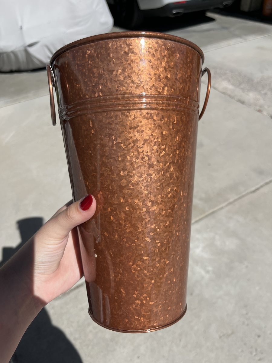 Copper Colored Metal Umbrella Stand/Vase - Decorative Home Accent