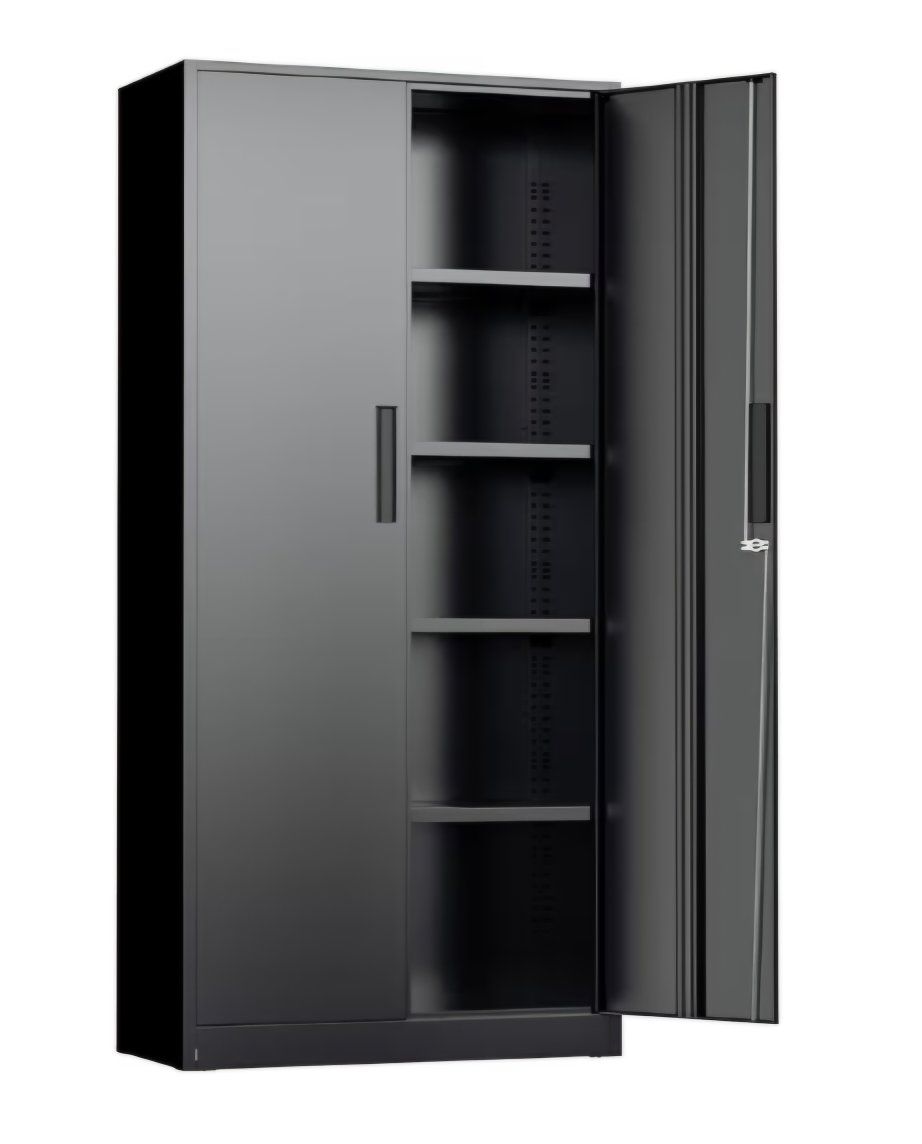 Black Metal Storage Cabinet, 72" Locking Steel Cabinets with 2 Door and 4 Adjustable Shelves, Tall Metal Cabinet for Home Office