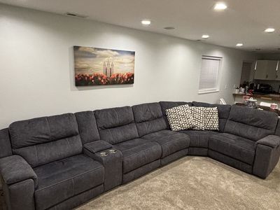 Large Blue Sectional Couch