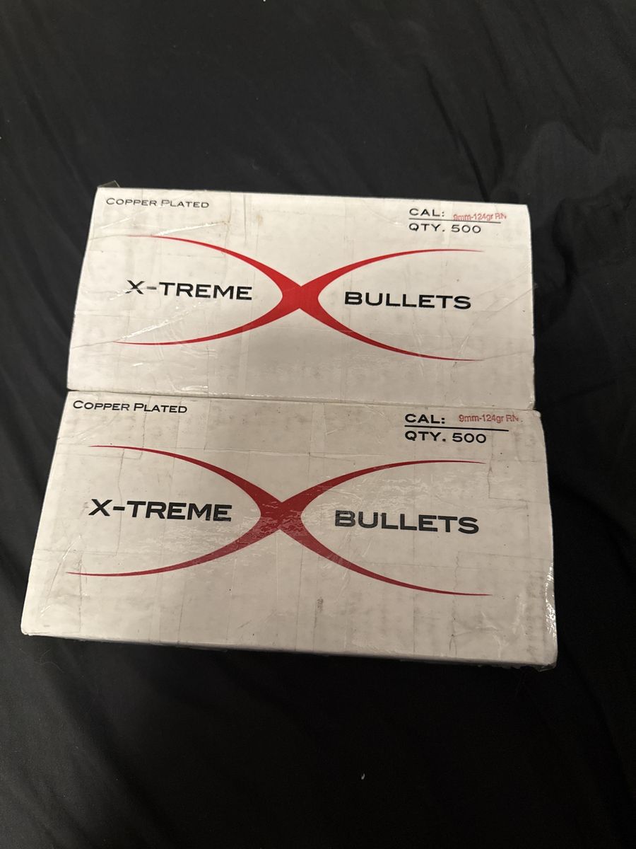 X-treme bullets 1000 round of 9mm bullets 124 grain , unloaded projectiles
