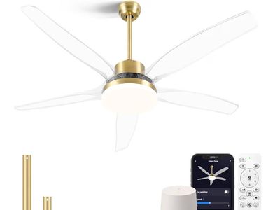 58" clear blade and gold smart ceiling fan