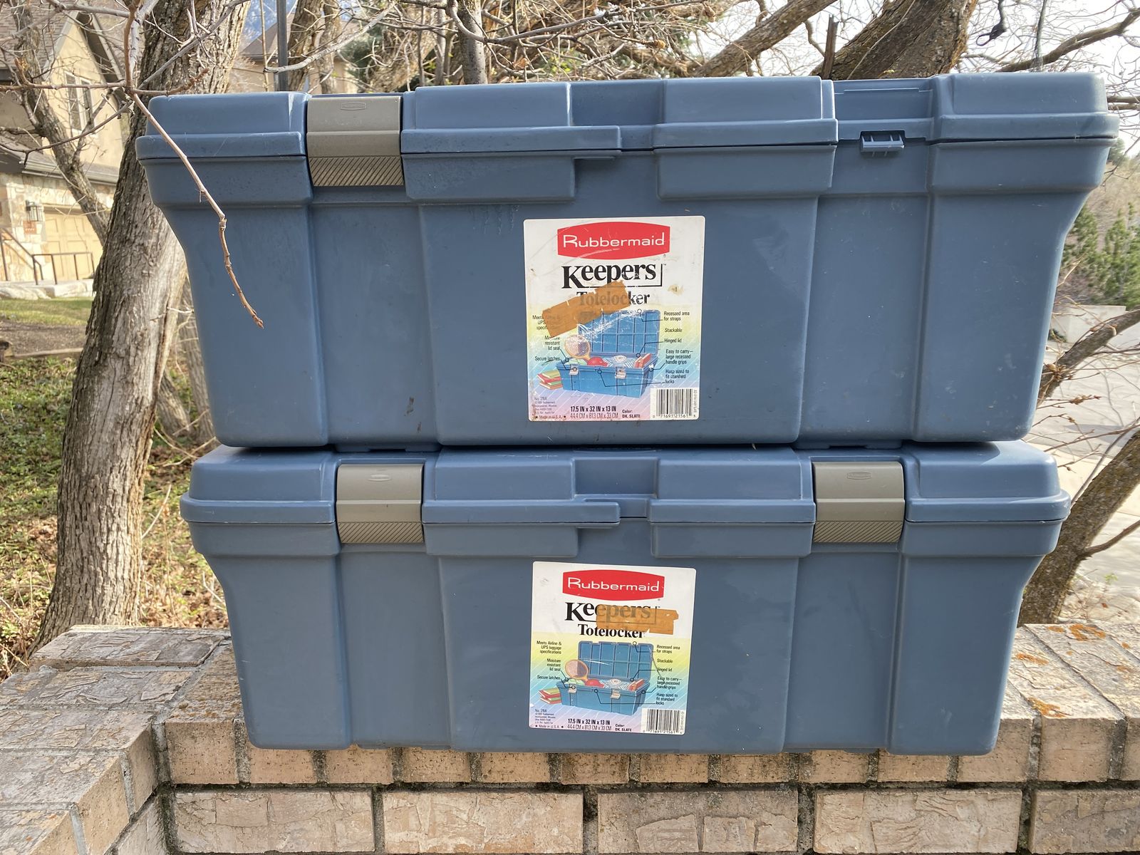 Two Rubbermaid Keepers Totelocker Large Storage Containers + ActionPacker - Clean and Sturdy