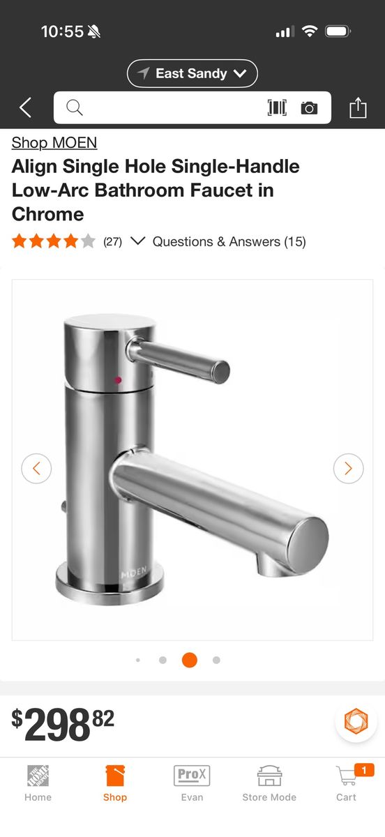 Moen Align Single Handle Low-Arc Bathroom Faucet in Chrome, Single Hole Mount