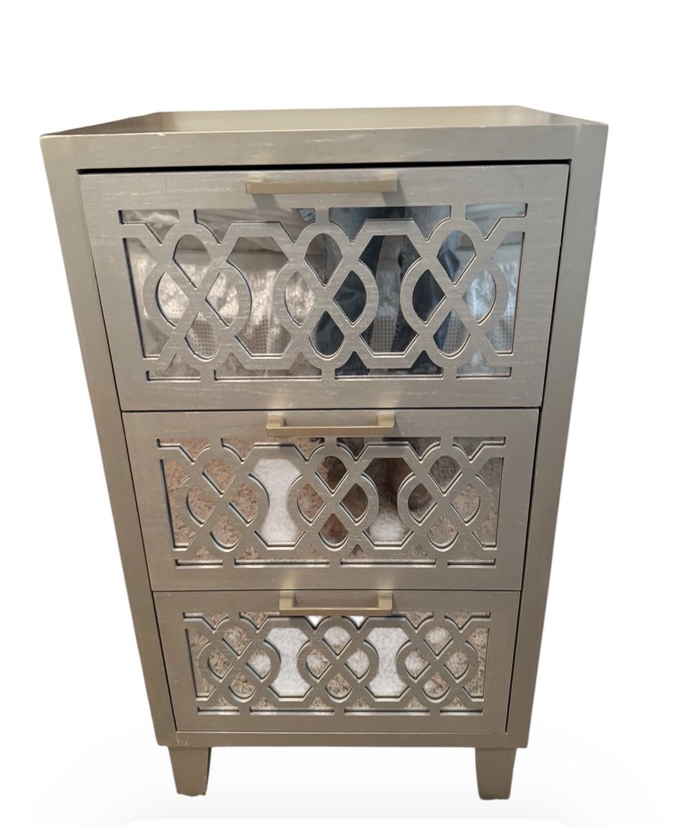 Champagne Mirrored Geometric 3-Drawer Chest