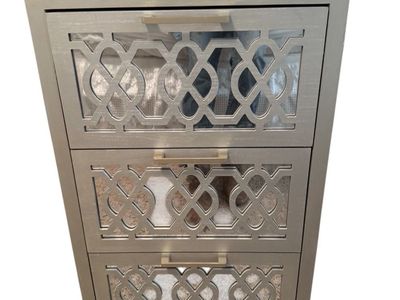 Champagne Mirrored Geometric 3-Drawer Chest