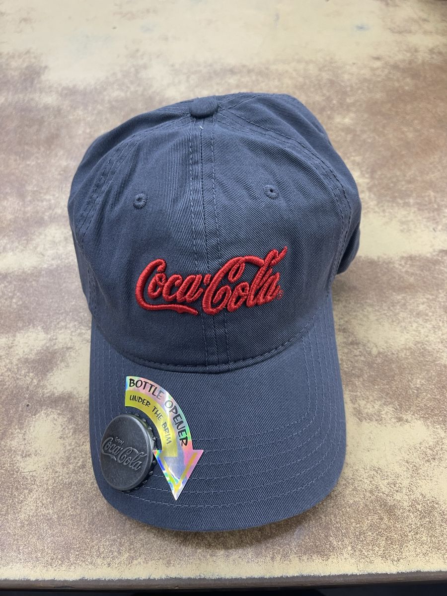 Coca-Cola Gray Baseball Cap Hat with Built-in Bottle Opener - Adjustable, New with Tags