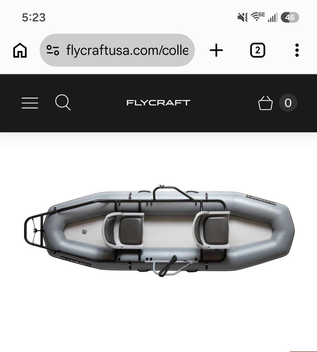 Flycraft Stealth Inflatable 2 man Fishing Boat with Motor