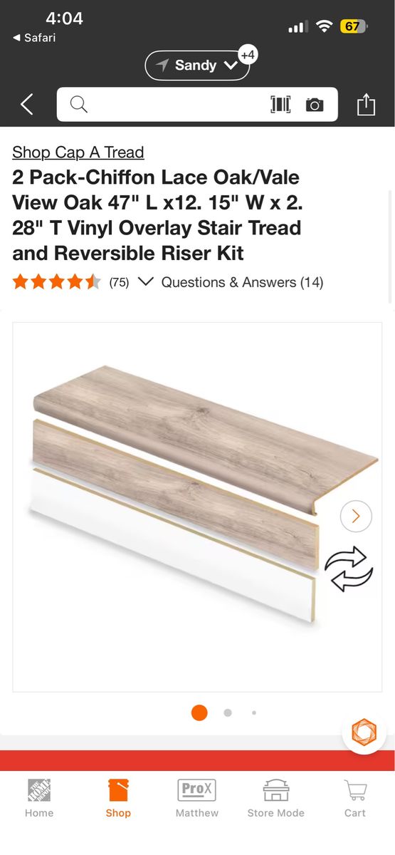 2 Pack stair, tread, and reversible riser kit