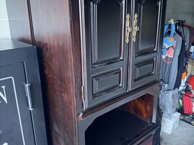 Sumter Cabinet Company - Two Dark Wood Entertainment Center Armoire with Storage Drawers