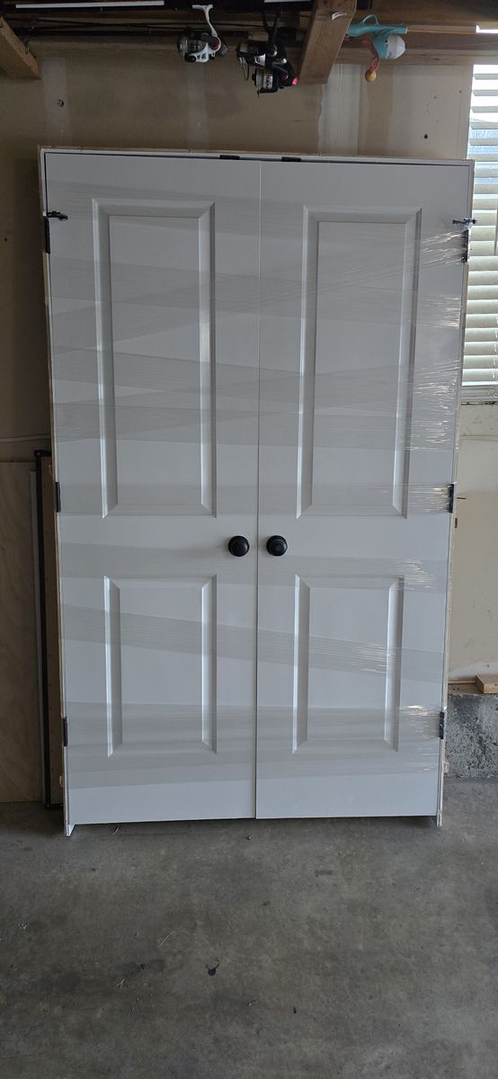 Used - Prehung White Paneled Double Closet French Opening Doors