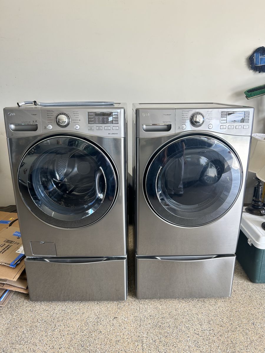 LG WM8000HVA Front Load Washer & DLEX8000V Electric Dryer Set - Graphite Steel