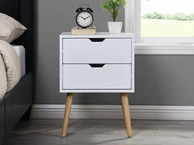 Modern White Nightstand with 2 Drawers – New