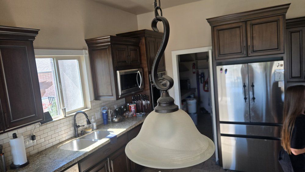 Traditional Bronze Pendant Light Fixture with Frosted Glass Shade