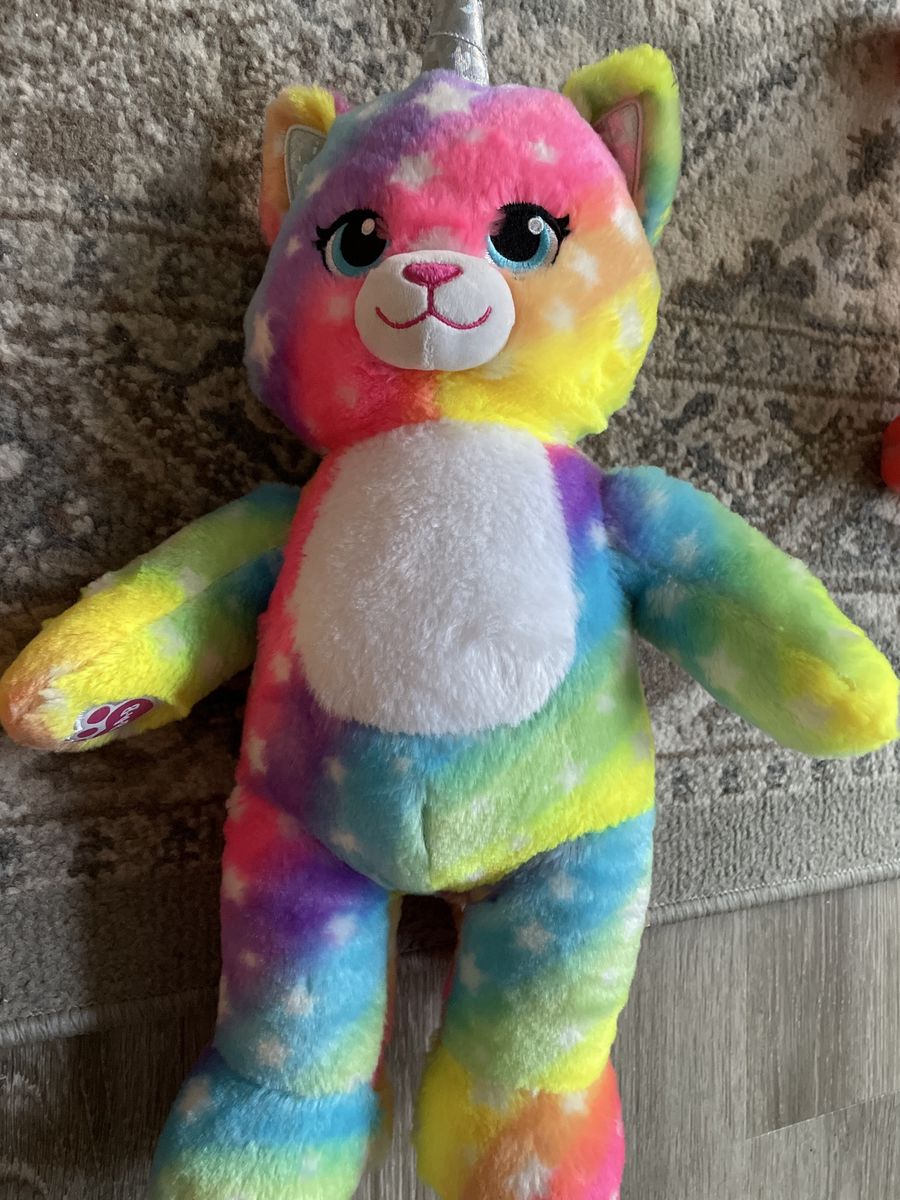 BABW Build a Bear Rainbow W/ Stars Kittycorn 16” Stuffed Plush - Cat Unicorn