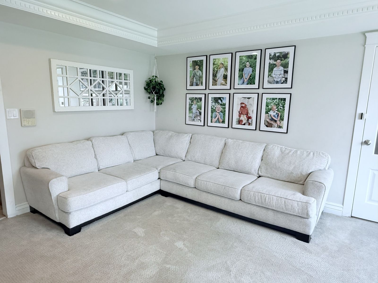 Large Light Sectional Sofa - Good Condition, Comfortable Seating