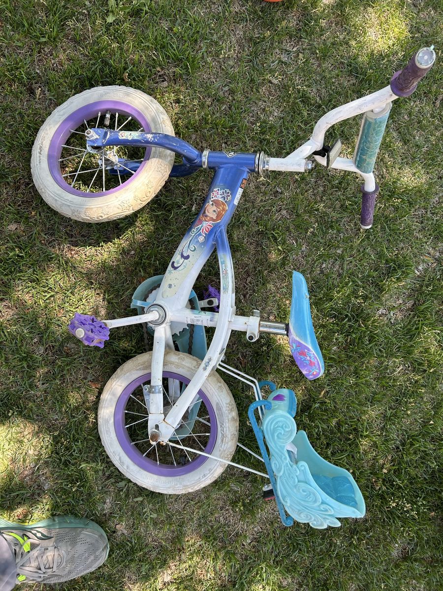 Frozen Kids' Bike with Doll Carrier - White & Purple 121/2 inch tires