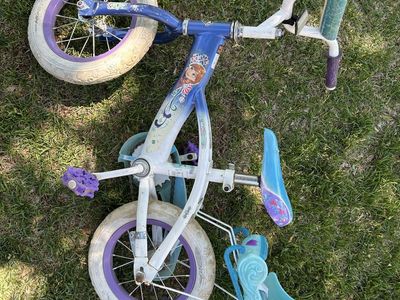 Frozen Kids' Bike with Doll Carrier - White & Purple 121/2 inch tires