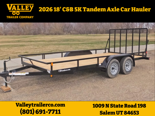 7" x 16' 6,000 lbs GVWR Tandem Axle UTV Trailer from C&B Trailers - FREE DELIVERY