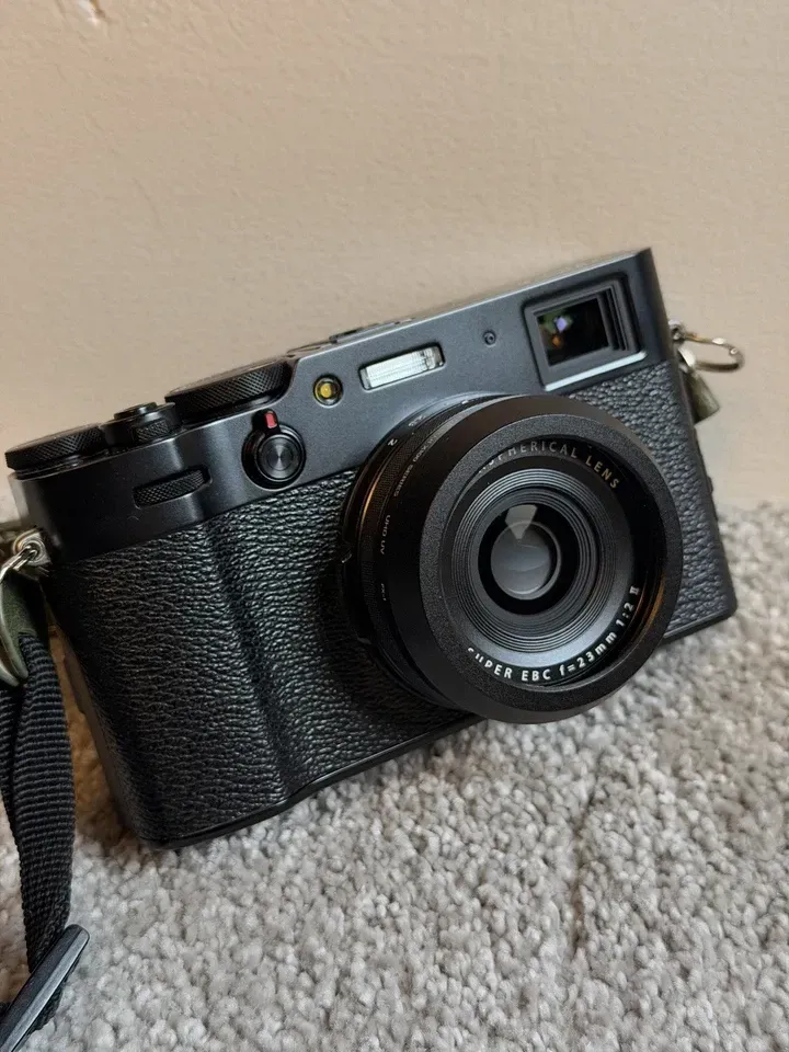 Fujifilm X100V Digital Camera (Black) with Leather Case, Low Shutter Count-