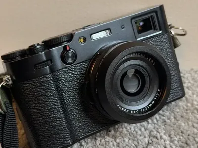 Fujifilm X100V Digital Camera (Black) with Leather Case, Low Shutter Count-
