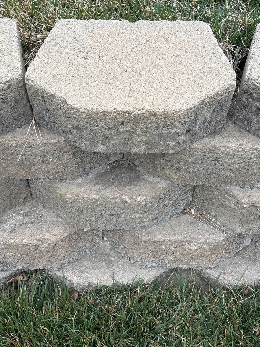 Beige tan concrete retaining wall block paver