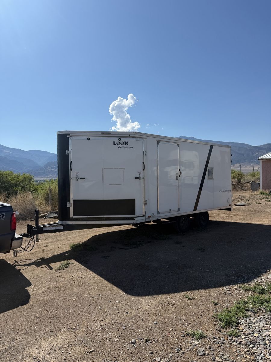 2020 LOOK Vision Puresport Enclosed Cargo Trailer - White, Dual Axle, Side Doors. For rent or sale